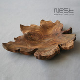 ظرف چوبی دستساز با طراحی برگ چنار