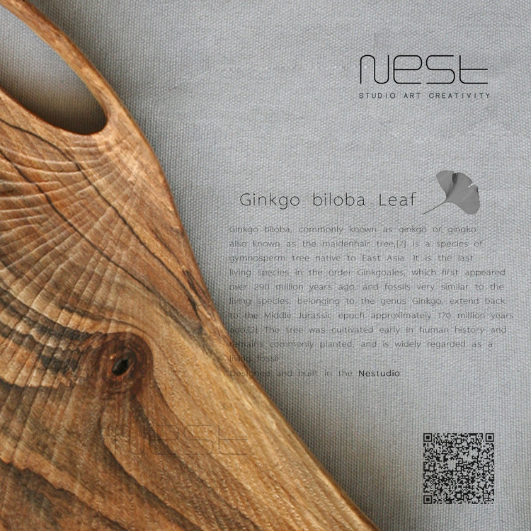 ظرف چوبی دستساز با طراحی برگ بیلوبا – کاسه چوبی دکوری طبیعی