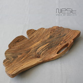 کاسه چوبی با طراحی برگ بیلوبا – دکور چوبی دستساز