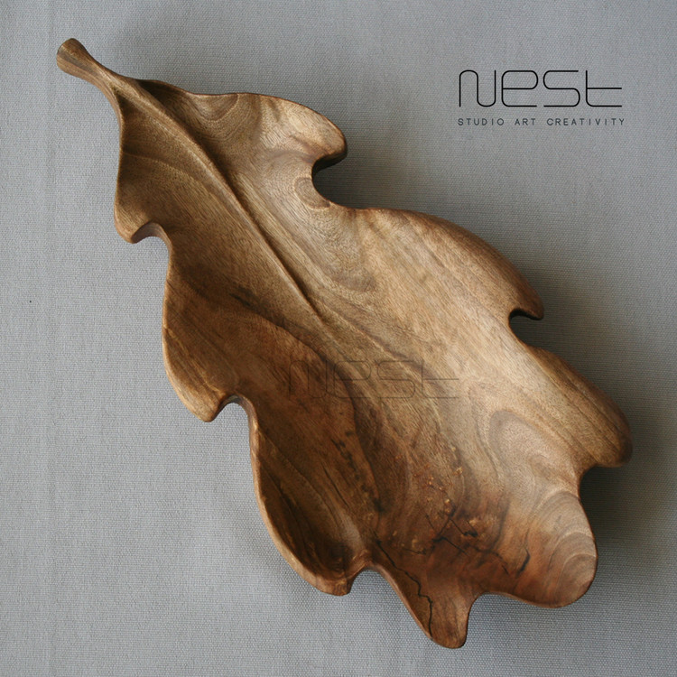 ظرف دکوری چوبی با طرح بلوط – مناسب برای دکور خانه و هدیه