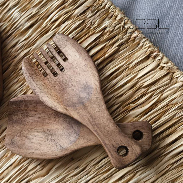 قاشق چنگال سالاد چوبی