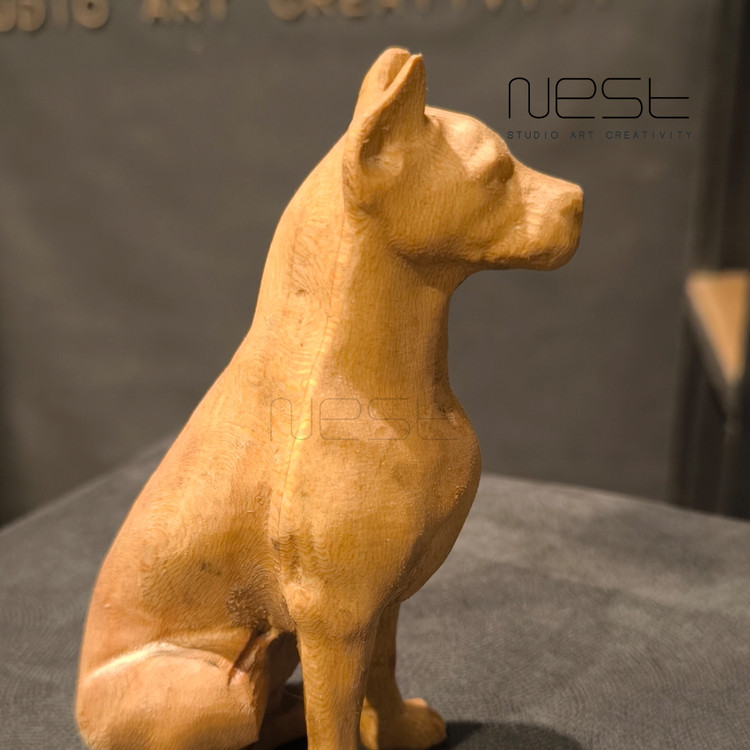 مجسمه سگ چوبی نژاد گرگی